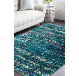 Deep Blue Sea Handmade Sari Silk Rug