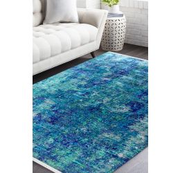 Aqua Marine Beautiful Sari Silk Carpet