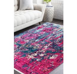 Deep Pink Spray Sari Silk Carpet