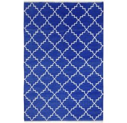 Royal Blue Zanjeer Cotton Panja Handwashable Dhurry Rug