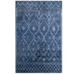 Blue Denim Handknotted Moroccan Area Rug