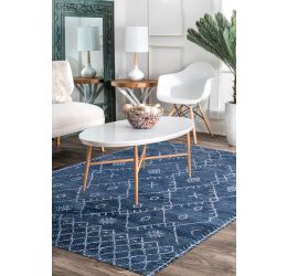 Blue Denim Handknotted Moroccan Area Rug