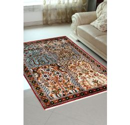 Small Size Hamadan Persian Design Kashmir Silk Area Rug