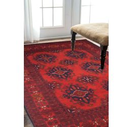 Khan Mohammadi Maroon Blue Afghani Caucasian Area Rug