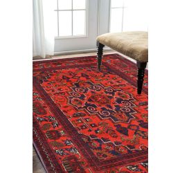 laal Medallion Afghan Area Rug