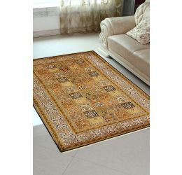 Qum Gold Frame Silk Rug