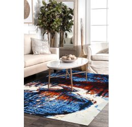 Contemporary Pure Wool Blue Designer Modern Area Rug