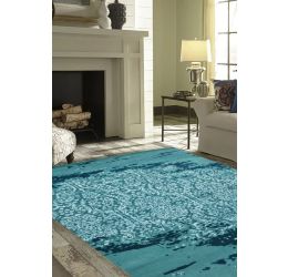 Teal Modern Designer Large Handknotted Area Rug