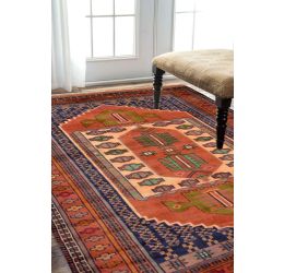 Afghani Handknotted Traditional Pattern Rust Area Rug