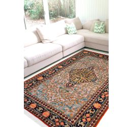 Teal Medallion Kashan Handmade Area Rug