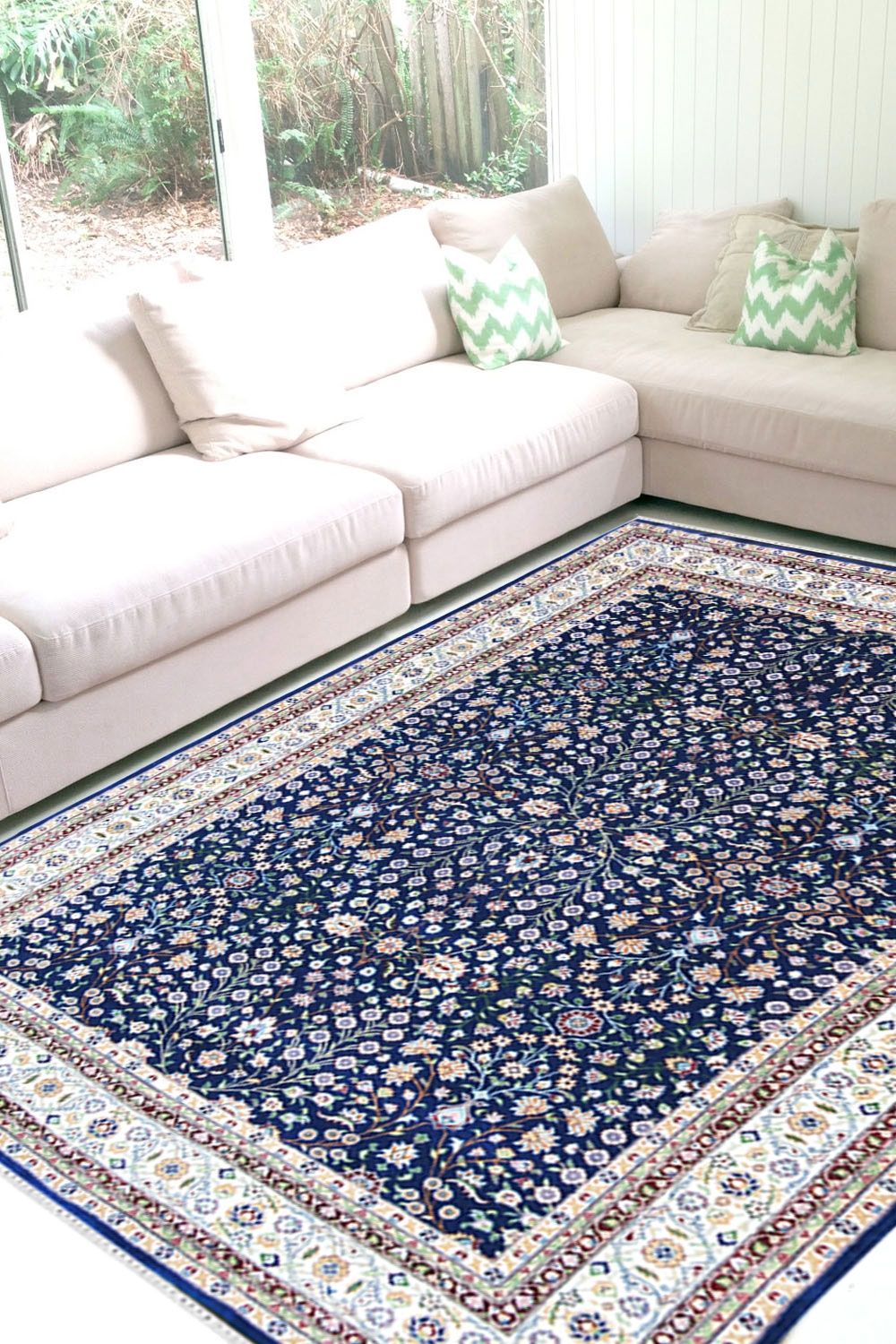 Buy wool rugs online, Medium Size Pictorial Blue Handknotted Wool Rug