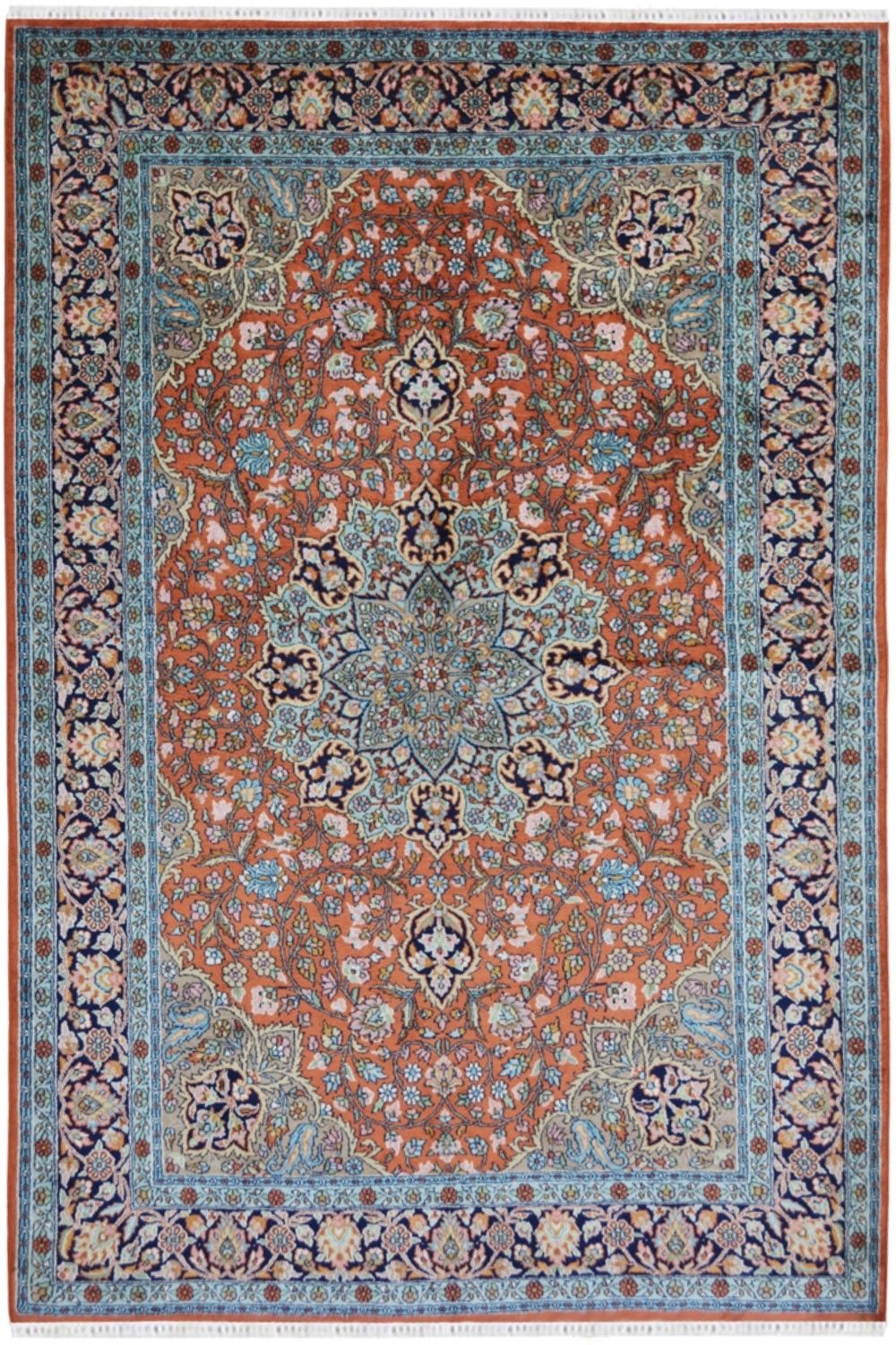 Blue Silk Rug Handloom Kashmir Silk Rug Rugs and Beyond