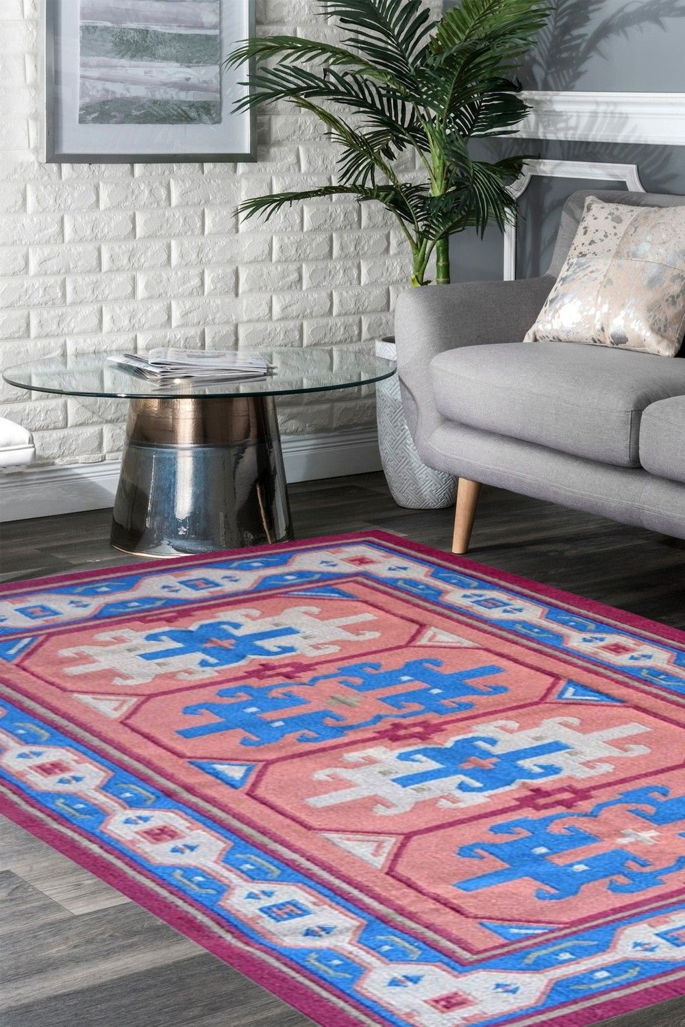 pink flatwoven Modern Rugs dhurrie Dhurrie Rugs and Beyond