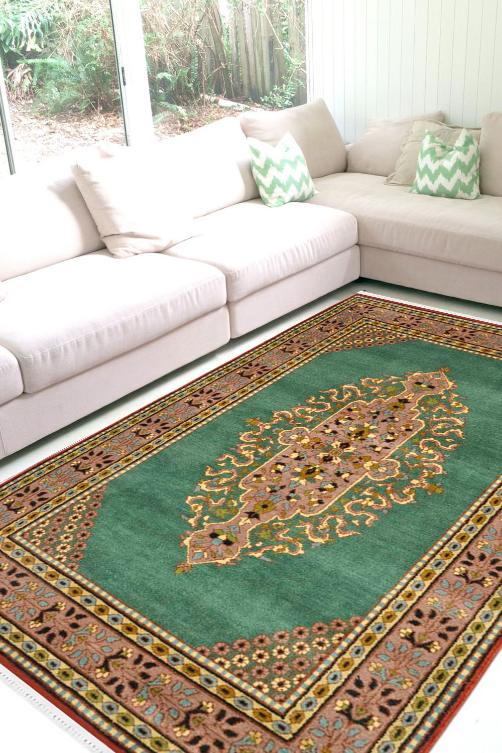 Shop carpets and rugs online and Eye catching Emerald Medallion Wool