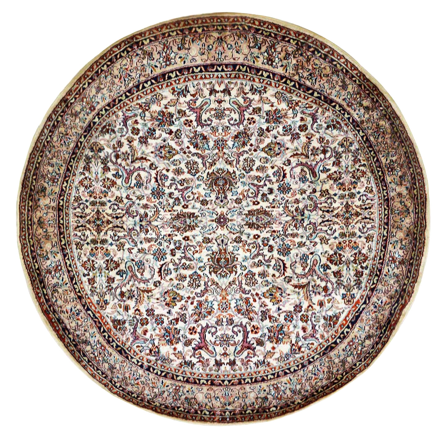 4 By 4 Ivory Patti Bagh Rug Round Silk Area Online With Best Price