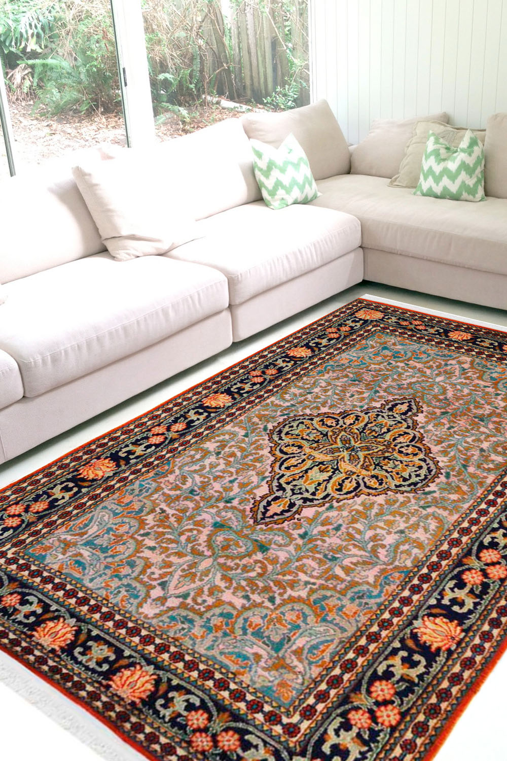 Teal Medallion Kashan Rug Buy Wool rugs online Rugsandbeyond